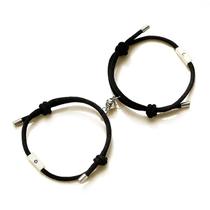 Pulseira de correspondência de distância magnética 2x/Set Sun Moon Lover Pulseira para Ele & Her - Preto