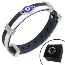 Pulseira de Couro Branco Azul OLHO GREGO PROTEÇÃO com Fecho STRAP PLUG Ajustável Pulseira de Couro Branco Azul OLHO GREGO PROTEÇÃO com Fecho STRAP PLUG Ajustável