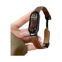 Pulseira De Couro Com Fecho Magnético Para Xiaomi Smart Band 10 9 8 MiBand 9 8 - Bracelete De