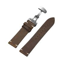 Pulseira De Couro De Bezerro Marrom Escuro Para Relógios Omega, Seiko, Casio, Rolex 18mm 20mm 21mm