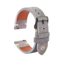 Pulseira de couro de camurça WOUKUP Quick Release para homens 18-24 mm