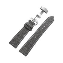Pulseira De Couro Denim Para Smartwatch De 18mm, 20mm, 22mm Com Fecho Borboleta Para Seiko, Rolex,