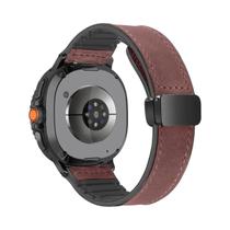 Pulseira De Couro E Silicone Para Samsung Galaxy Watch 40mm 44mm 46mm 47mm Com Fecho Magnético Ultra