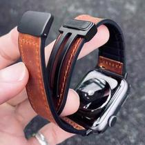 Pulseira De Couro E Silicone Unissex Para Apple Watch 46mm 49mm 44mm 45mm 42mm 40mm 41mm Série 11 10