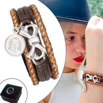 Pulseira de Couro Feminina Country Ajustável Laço Ferradura Linda Pulseira de Couro Feminina Country Ajustável Laço Ferradura Linda