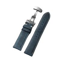 Pulseira De Couro Genuíno Marrom Para Relógios Omega E Seiko 14mm-24mm Com Fecho Borboleta E Costura