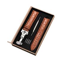 Pulseira De Couro Gravado De 18mm, 20mm, 22mm, 24mm Com Fecho Borboleta E Caixa Para Acessórios De