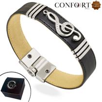Pulseira de Couro Magnética Música Artista Instrumento Grafite Clave de Sol