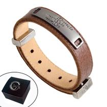 Pulseira de Couro Marrom PROTEÇÃO INSPIRAÇÃO RESPEITO Ajustável - DIA DOS PAIS - HOMENAGEM