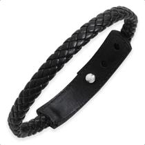 Pulseira de Couro Masculina Ajustável Trançado Arredondado Liso Preto Pulseira de Couro Masculina Ajustável Trançado Arredondado Liso Preto