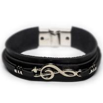 Pulseira de Couro Masculina Clave de Sol