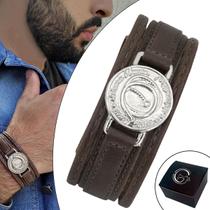 Pulseira de Couro Masculina Country Ajustável Bruto Rústico e Sistemático
