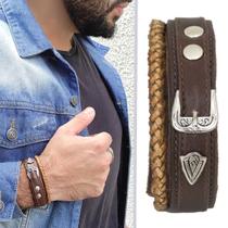 Pulseira de Couro Masculina Country Ajustável Fivela Cinto Moda