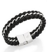 Pulseira de couro masculina rommanel trançado 250283