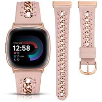 Pulseira de couro Minyee com corrente de metal para Fitbit Pulseira de couro Minyee com corrente de metal para Fitbit