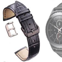 Pulseira De Couro Para Relógio Smartwatch Samsung Gear S3 22mm Preta - Capas de Luxo