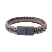 Pulseira De Couro Preta Masculina Punk Trançada Com Fecho Magnético Acessório De Mão Presente Para Pulseira De Couro Preta Masculina Punk Trançada Com Fecho Magnético Acessório De Mão Presente Para
