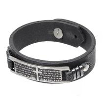 Pulseira de Couro Preta Pai Nosso Paul Western 29729 Pulseira de Couro Preta Pai Nosso Paul Western 29729