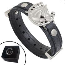 Pulseira de Couro Preto Cavalo Ferradura com Fecho STRAP PLUG Ajustável Pulseira de Couro Preto Cavalo Ferradura com Fecho STRAP PLUG Ajustável