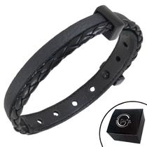 Pulseira de Couro Preto Minimalista DUO BLACK com Fecho Strap Plug Ajustável Pulseira de Couro Preto Minimalista DUO BLACK com Fecho Strap Plug Ajustável