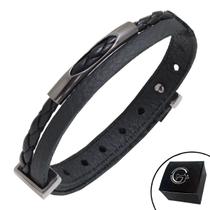 Pulseira de Couro Preto Minimalista SENSAÇÃO Tubo com Fecho Strap Plug Ajustável Pulseira de Couro Preto Minimalista SENSAÇÃO Tubo com Fecho Strap Plug Ajustável
