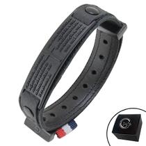 Pulseira de Couro Preto Oração PAI NOSSO com Fecho Strap Plug Ajustável Pulseira de Couro Preto Oração PAI NOSSO com Fecho Strap Plug Ajustável