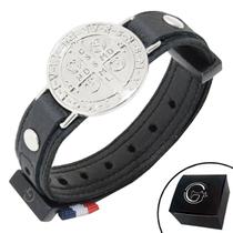 Pulseira de Couro Preto SÃO BENTO com Fecho Strap Plug Ajustável Pulseira de Couro Preto SÃO BENTO com Fecho Strap Plug Ajustável