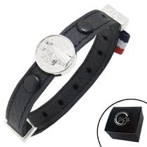 Pulseira de Couro Preto SÃO JOSÉ com Fecho Strap Plug Ajustável Pulseira de Couro Preto SÃO JOSÉ com Fecho Strap Plug Ajustável