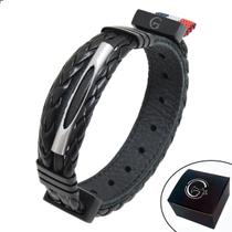 Pulseira de Couro Preto TUBINHO com Fecho STRAP PLUG Ajustável Pulseira de Couro Preto TUBINHO com Fecho STRAP PLUG Ajustável