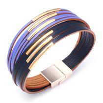 Pulseira de couro PU para mulheres, estilo envoltório multicamada Pulseira de couro PU para mulheres, estilo envoltório multicamada