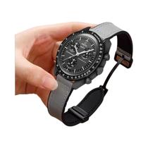 Pulseira De Couro Vintage Com Silicone Para Omega X Swatch MoonSwatch, Bracelete Magnético