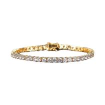 Pulseira De Cristal Dourada Iced out Para Mulheres, Joia De Luxo Punk Hiphop Com Zircônia Cúbica AAA