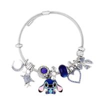 Pulseira De Cristal Em Forma De Coração Da Disney Com Personagens Stitch E Angel, Presente De Joias