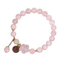 Pulseira de cristal para mulheres com contas de quartzo rosa Pulseira de cristal para mulheres com contas de quartzo rosa