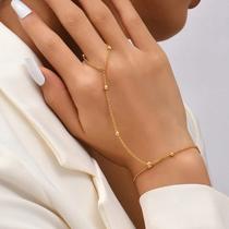 Pulseira De Dedo Bolinhas Ouro SL016 Banhada Feminina