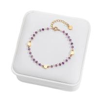 Pulseira De Design De Coração Em Pedra Natural Para Mulheres, Cadeia Artesanal