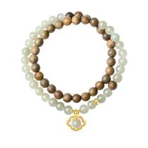 Pulseira de dupla camada de nefrite e contas Santos para mulheres Pulseira de dupla camada de nefrite e contas Santos para mulheres