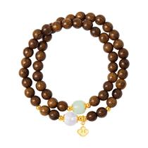 Pulseira de dupla camada de sândalo com prata Hetian Jade S925 Pulseira de dupla camada de sândalo com prata Hetian Jade S925