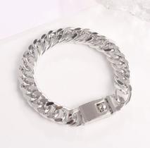 Pulseira De Elo Cubano Estilo Punk prata
