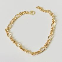 Pulseira de Elos Intercalados Dourada Bijuteria Pulseira de Elos Intercalados Dourada Bijuteria