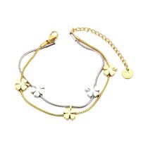 Pulseira De Flor Em Aço Inoxidável Com Ouro 18K Embutido, Dupla Camada, À Prova d'Água, Joias Pulseira De Flor Em Aço Inoxidável Com Ouro 18K Embutido, Dupla Camada, À Prova d'Água, Joias