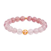 Pulseira de flores em prata 925 com quartzo de morango