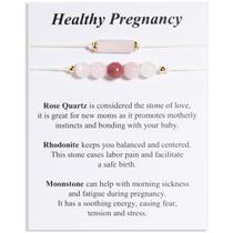 Pulseira de gravidez QQZSjewls Healthy Moonstone Rose Quartz