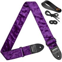 Pulseira de guitarra AMUMU Flocked Velvet com pontas de couro de microfibra