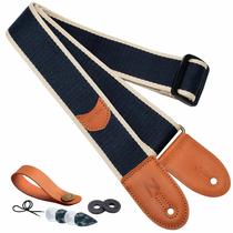 Pulseira de guitarra de algodão Nefelibata com pontas de couro integral Pulseira de guitarra de algodão Nefelibata com pontas de couro integral