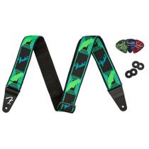 Pulseira de guitarra Fender Neon com monograma de 5 cm azul/verde com blocos
