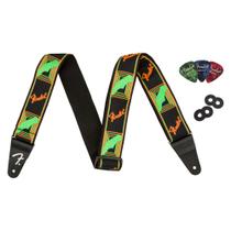 Pulseira de guitarra Fender Neon com monograma de 5 cm verde/laranja com acessórios