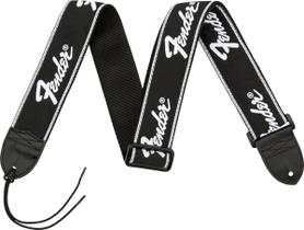 Pulseira de guitarra Fender Running Logo preta com pontas de couro de 5 cm de largura Pulseira de guitarra Fender Running Logo preta com pontas de couro de 5 cm de largura