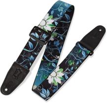 Pulseira de guitarra Levy's Leathers 2 Wide Poliéster Preta/Azul Floral