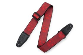 Pulseira de guitarra Levy's Leathers Wide Poliester Dark Red Skull